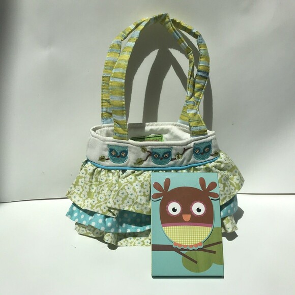 Sassy Pet Saks by Douglas - Ruffled Blue/Green Owl Purse & Notepad - Picture 1 of 11
